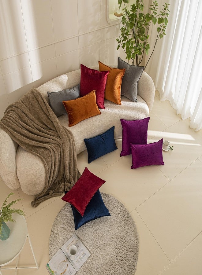 JUSPURBET طقم أغطية وسائد من جاسبوربيت، مقاس 16×24 بوصة، قطعتان، أغطية وسائد زينة للأريكة والسرير، أغطية مخملية ناعمة للوسائد القطنية مع سحاب مخفي، لون برتقالي محروق، لتزيين غرفة المعيشة - Image 2